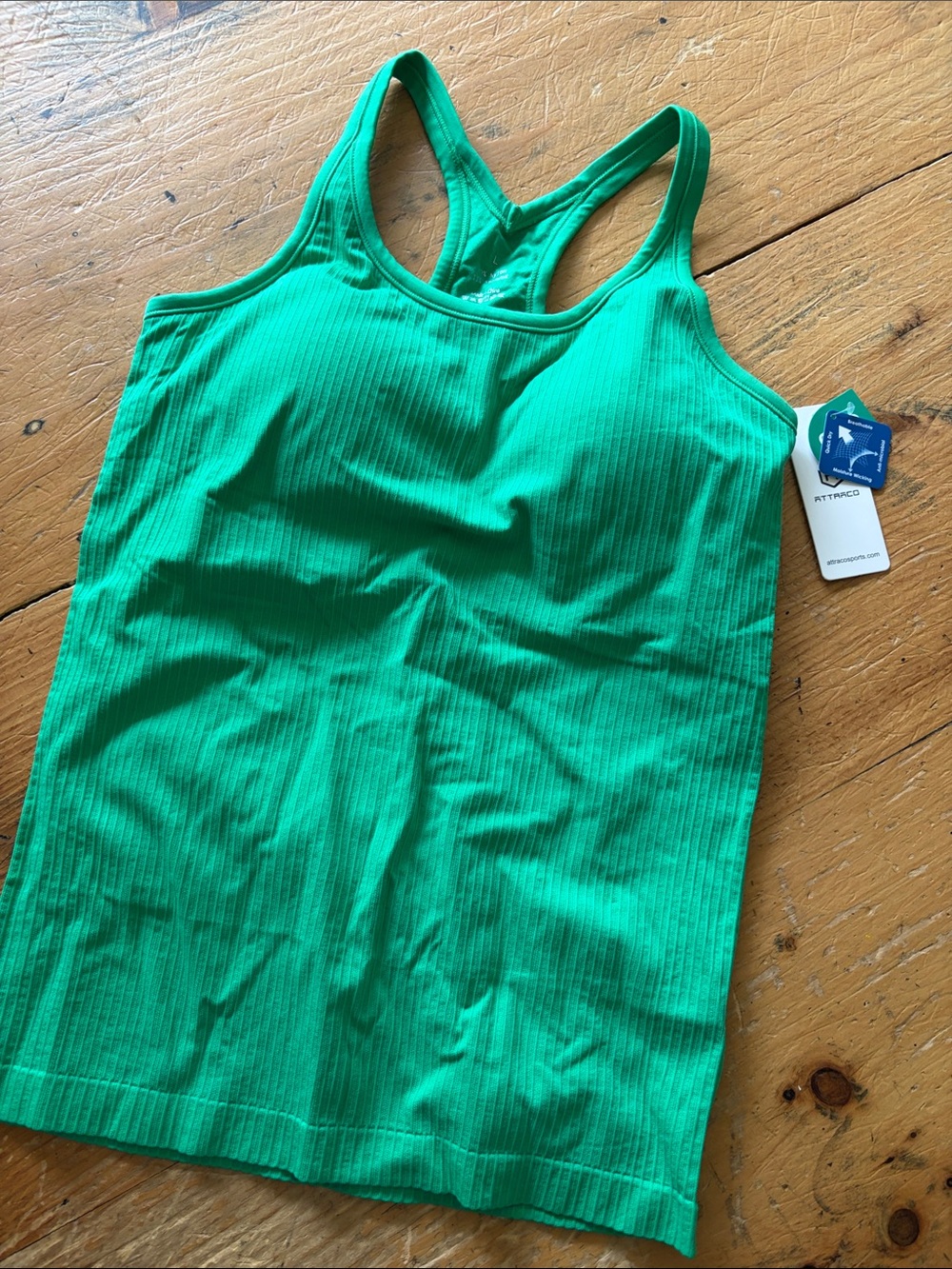 Ribbed Racerback Crop Tank in Bright Green - Picture 4 of 4
